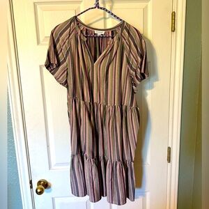 NWT Vneck Aline multicolor stripe dress from Dillards. Size L